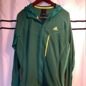 Sleek Adidas Polyester Running Hooded Jacket (L)